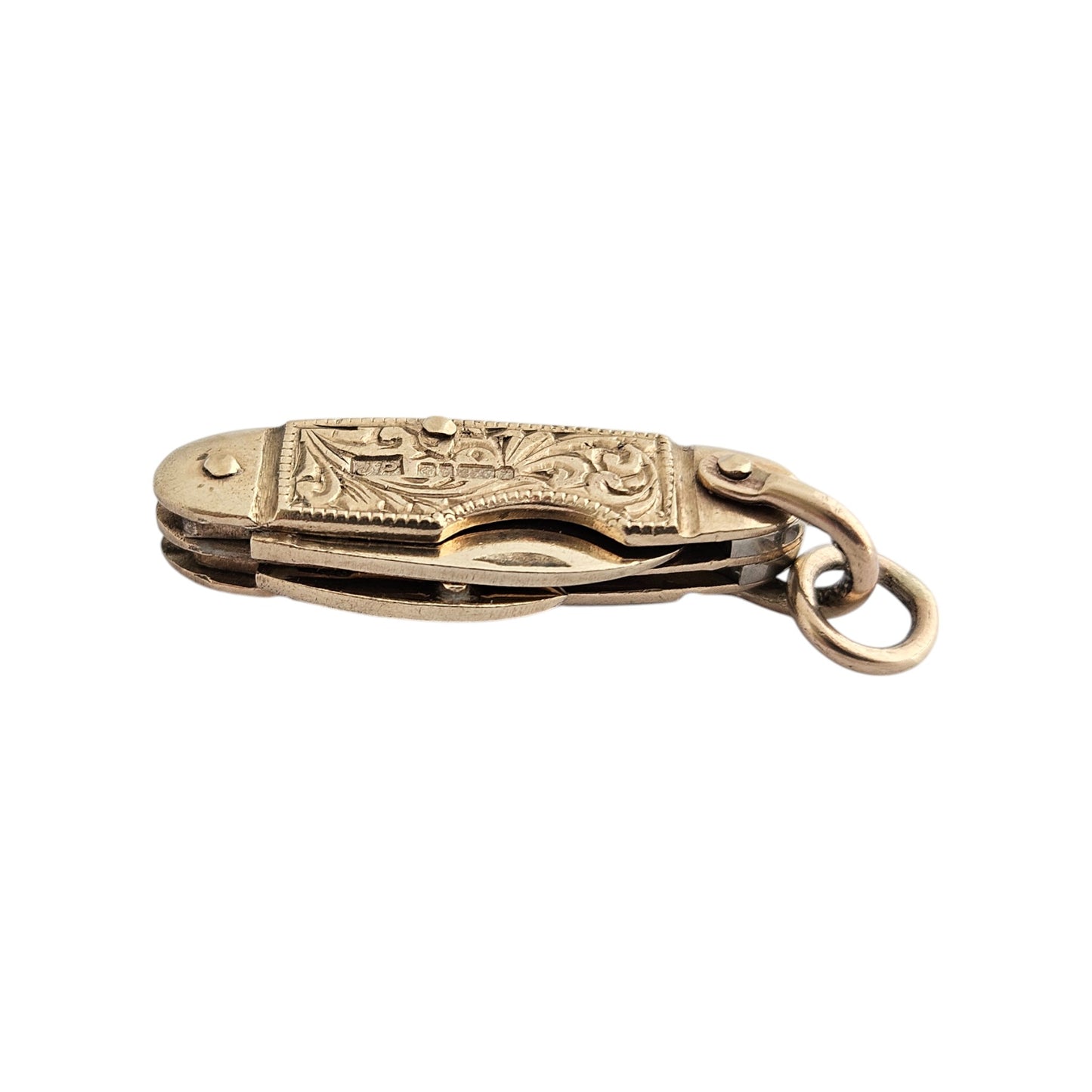 9ct 375 Yellow Gold Pocket Knife Opening Charm 1967 L 2.7 cm 6.7 g