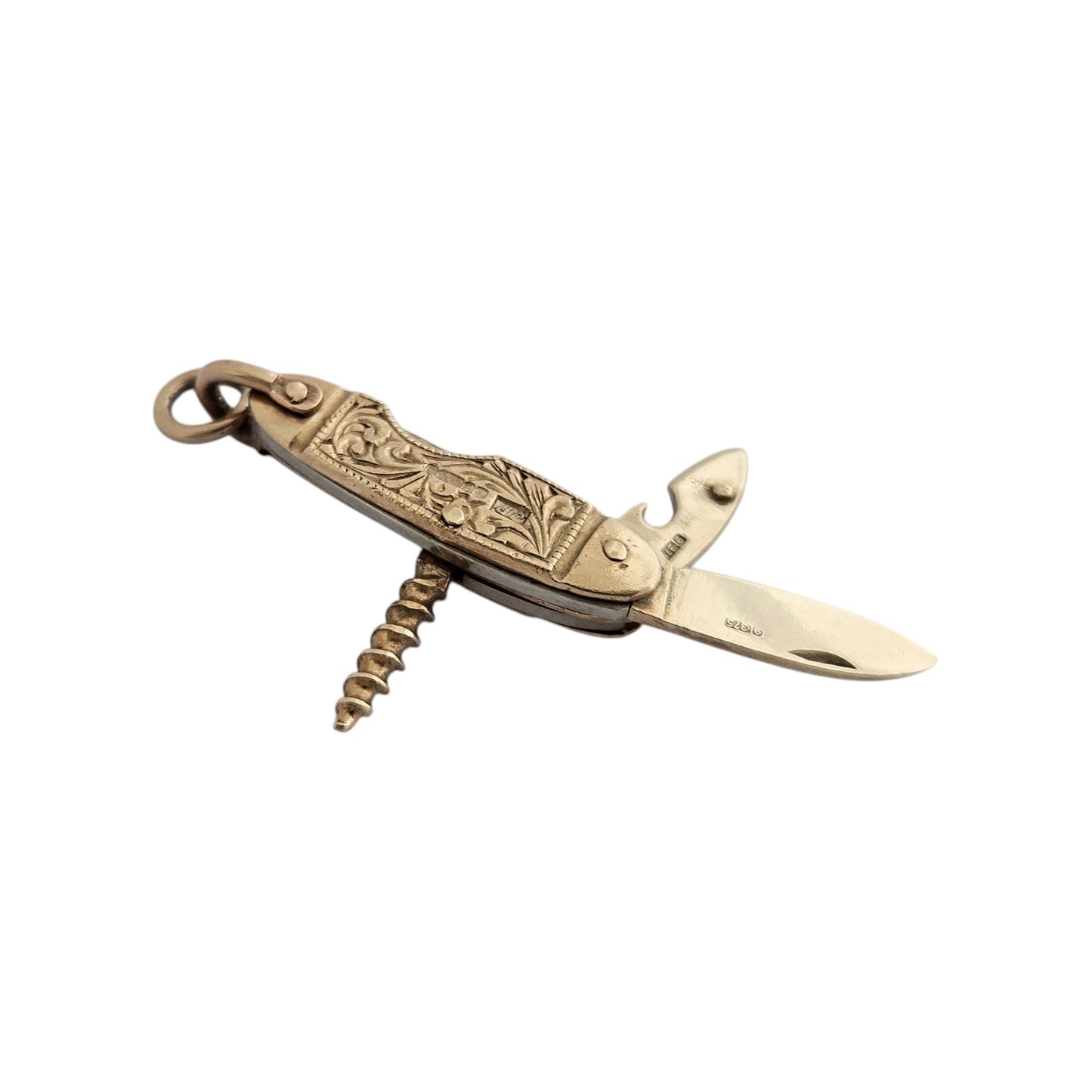 9ct 375 Yellow Gold Pocket Knife Opening Charm 1967 L 2.7 cm 6.7 g