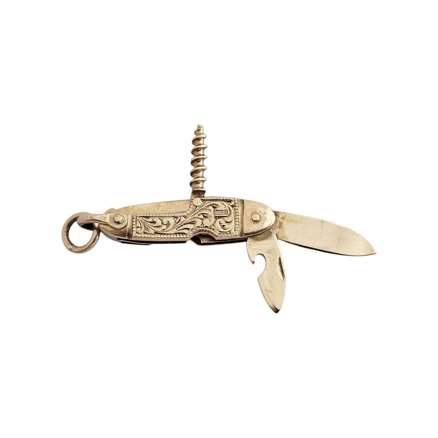 9ct 375 Yellow Gold Pocket Knife Opening Charm 1967 L 2.7 cm 6.7 g