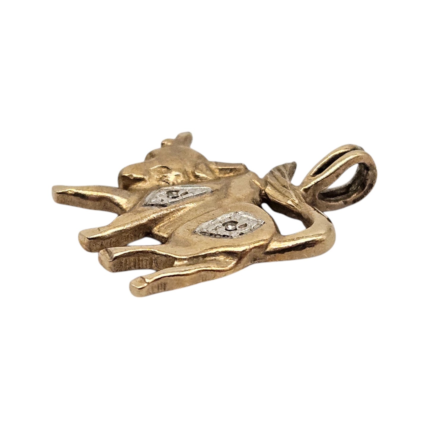 9ct 375 Yellow Gold Taurus Pendant With Diamonds L 1.9 cm 1.6 g.