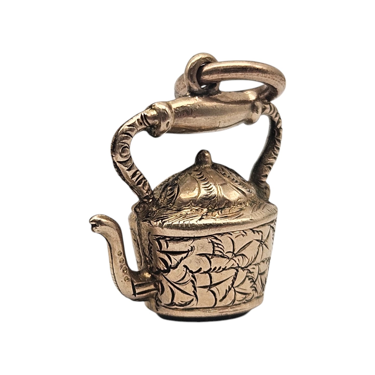Antique 9ct Yellow Gold Teapot Charm With Bloodstone c.1900 L 1.5 cm 2.2 g