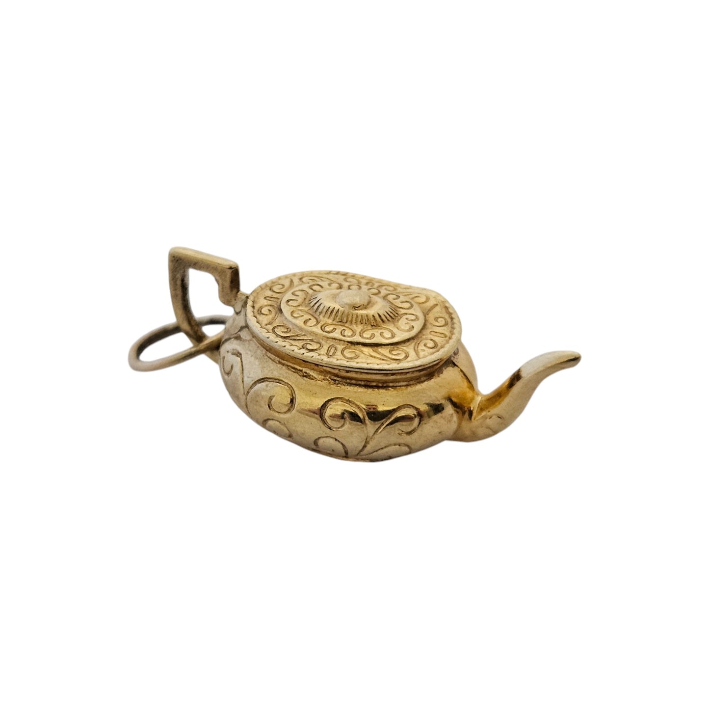 9ct 375 Yellow Gold Decorative Teapot Charm 1977 L 2.6 cm 2.0 g.
