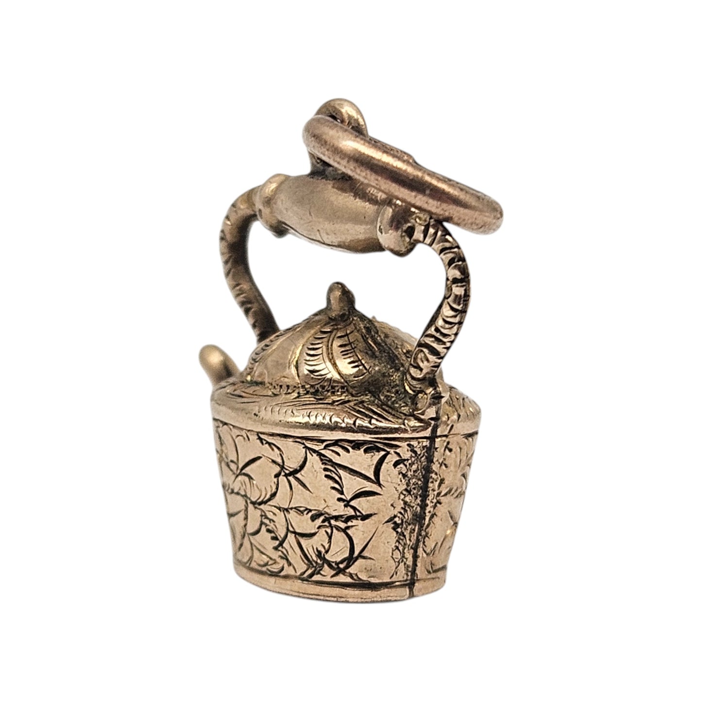 Antique 9ct Yellow Gold Teapot Charm With Bloodstone c.1900 L 1.5 cm 2.2 g