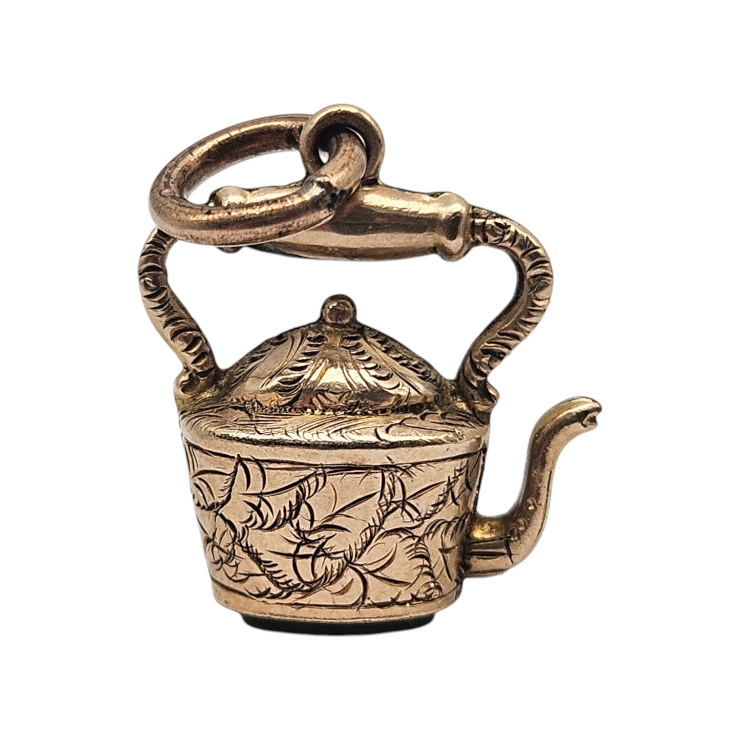 Antique 9ct Yellow Gold Teapot Charm With Bloodstone c.1900 L 1.5 cm 2.2 g