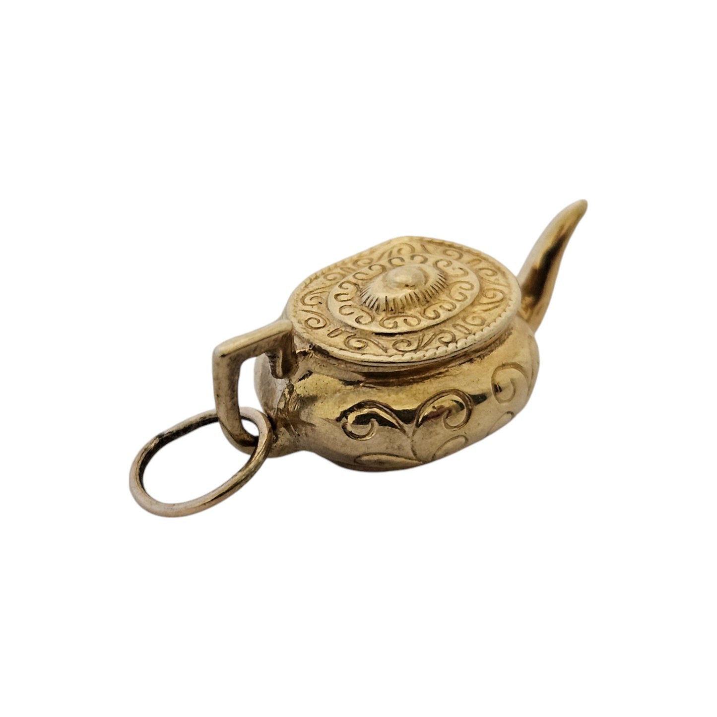 9ct 375 Yellow Gold Decorative Teapot Charm 1977 L 2.6 cm 2.0 g.