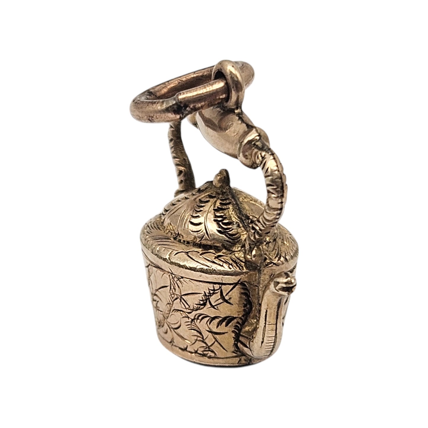 Antique 9ct Yellow Gold Teapot Charm With Bloodstone c.1900 L 1.5 cm 2.2 g