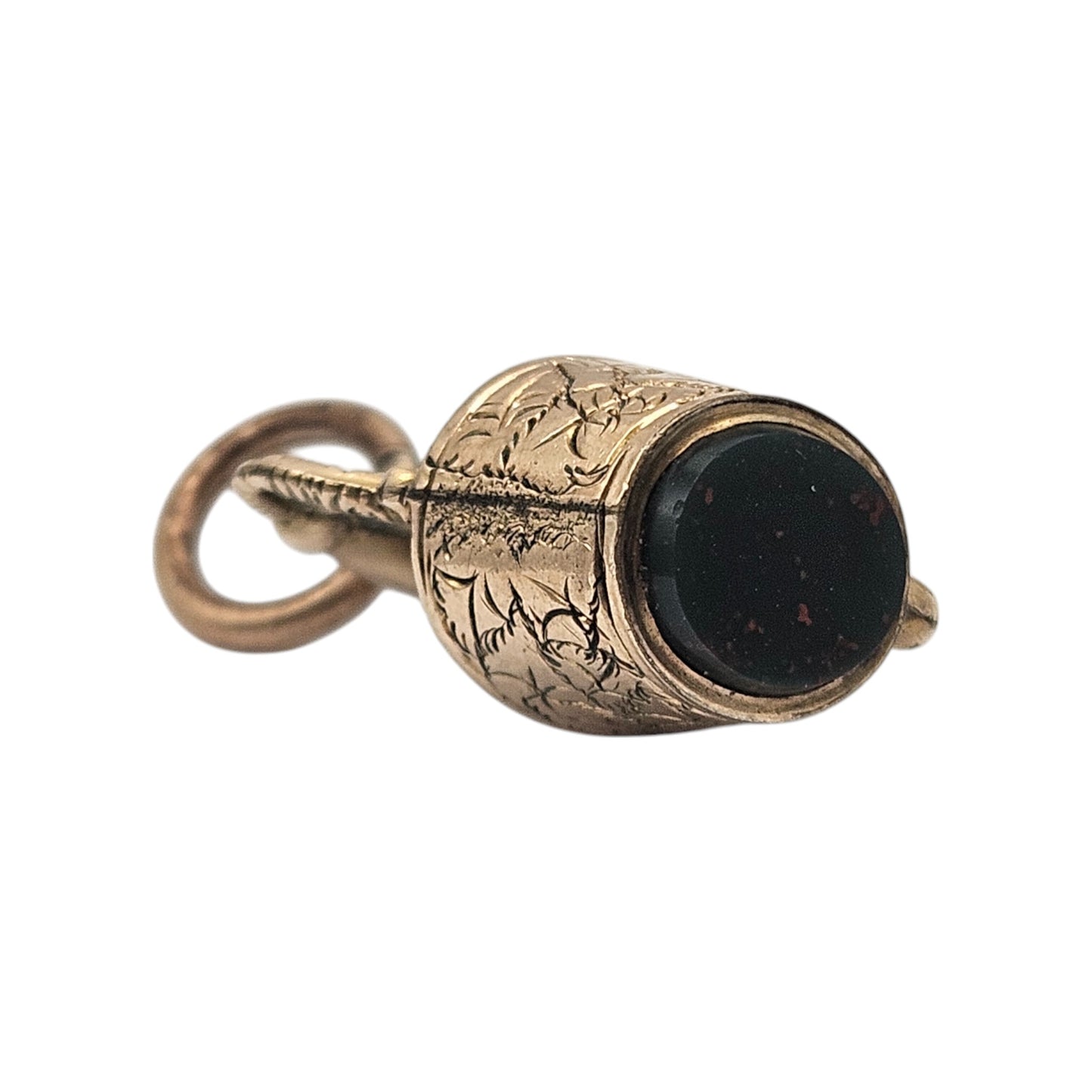 Antique 9ct Yellow Gold Teapot Charm With Bloodstone c.1900 L 1.5 cm 2.2 g