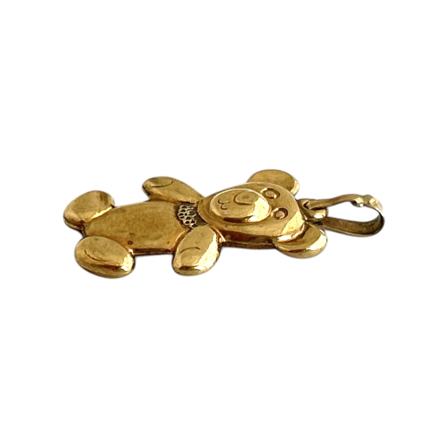 9ct 375 Yellow Gold Teddy Bear Charm or Pendant L 1.8 cm 0.7 g.