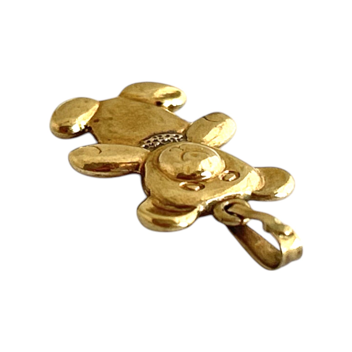 9ct 375 Yellow Gold Teddy Bear Charm or Pendant L 1.8 cm 0.7 g.
