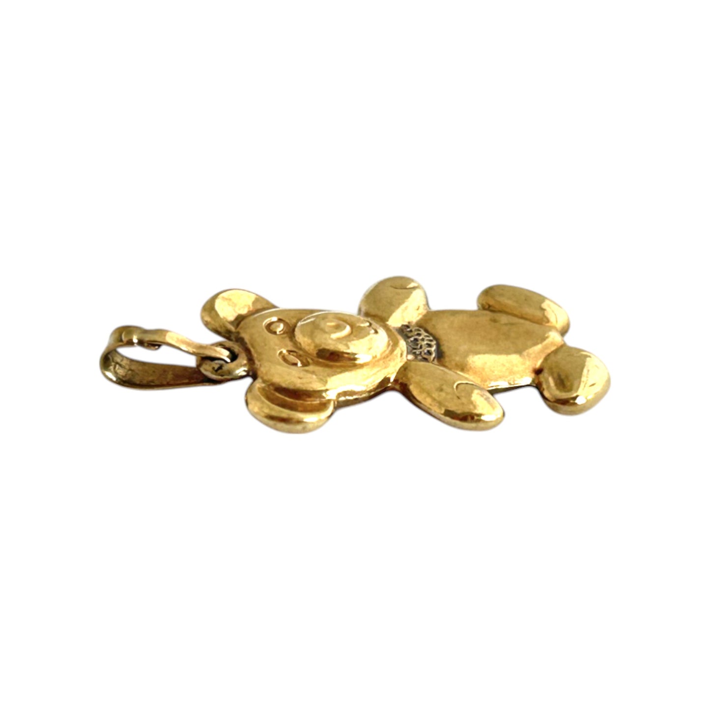9ct 375 Yellow Gold Teddy Bear Charm or Pendant L 1.8 cm 0.7 g.