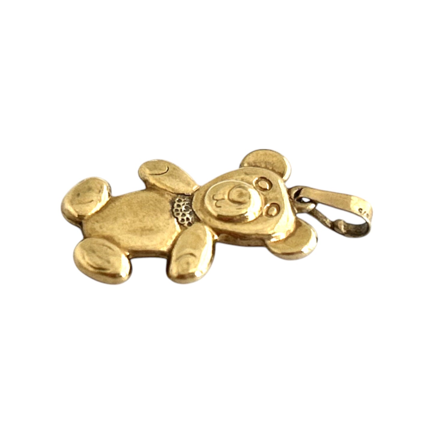 9ct 375 Yellow Gold Teddy Bear Charm or Pendant L 1.8 cm 0.7 g.