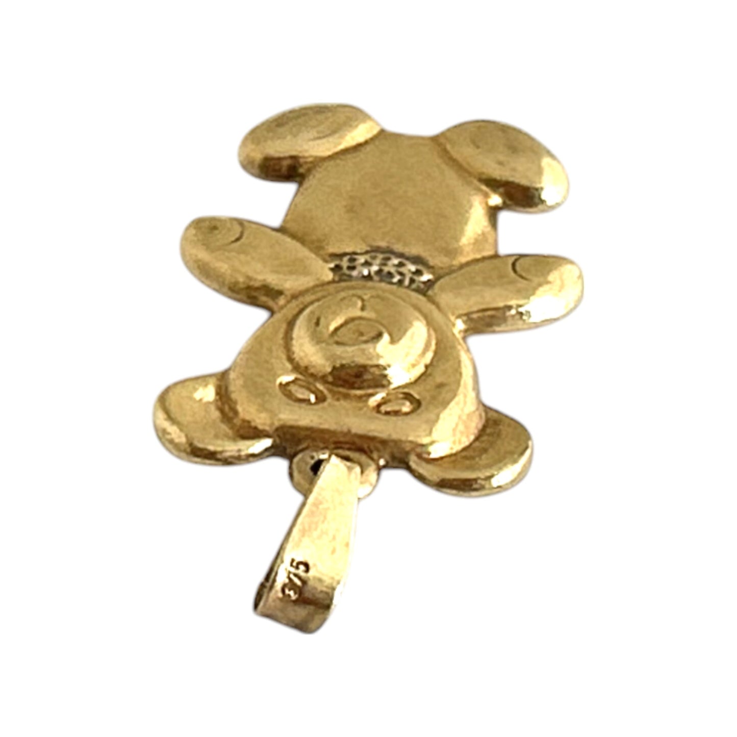9ct 375 Yellow Gold Teddy Bear Charm or Pendant L 1.8 cm 0.7 g.