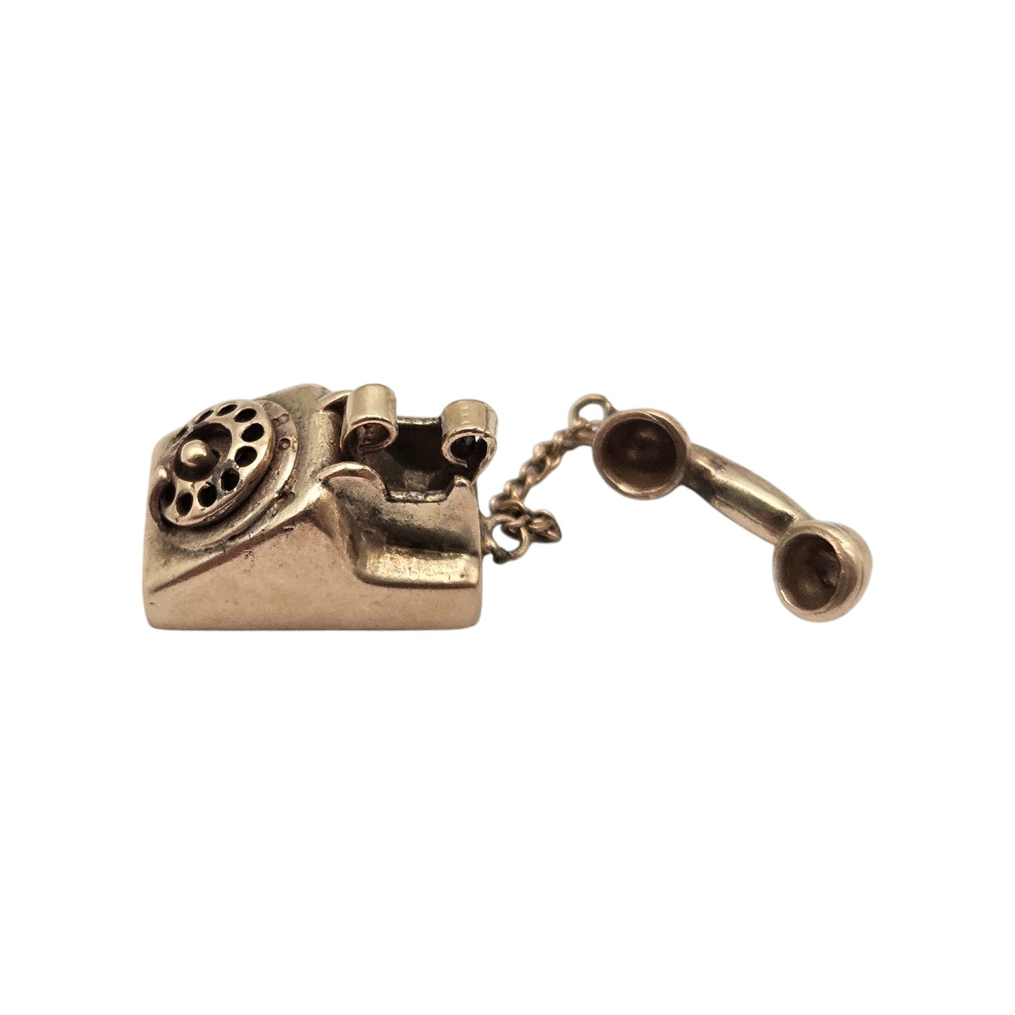 Unusual 9ct 375 Yellow Gold Telephone Charm 1966 L 1.7 cm 6.8 g.