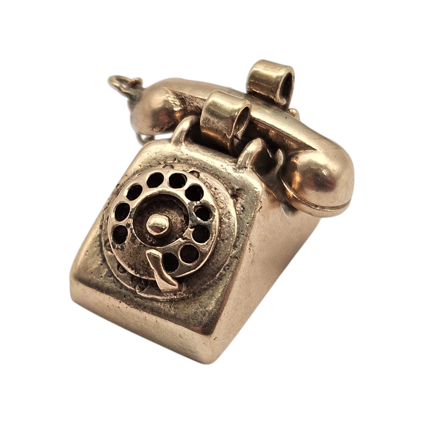 Unusual 9ct 375 Yellow Gold Telephone Charm 1966 L 1.7 cm 6.8 g.