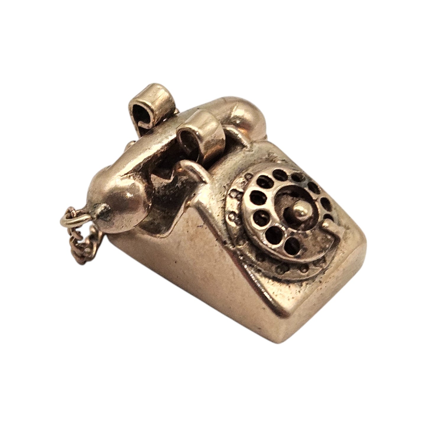 Unusual 9ct 375 Yellow Gold Telephone Charm 1966 L 1.7 cm 6.8 g.