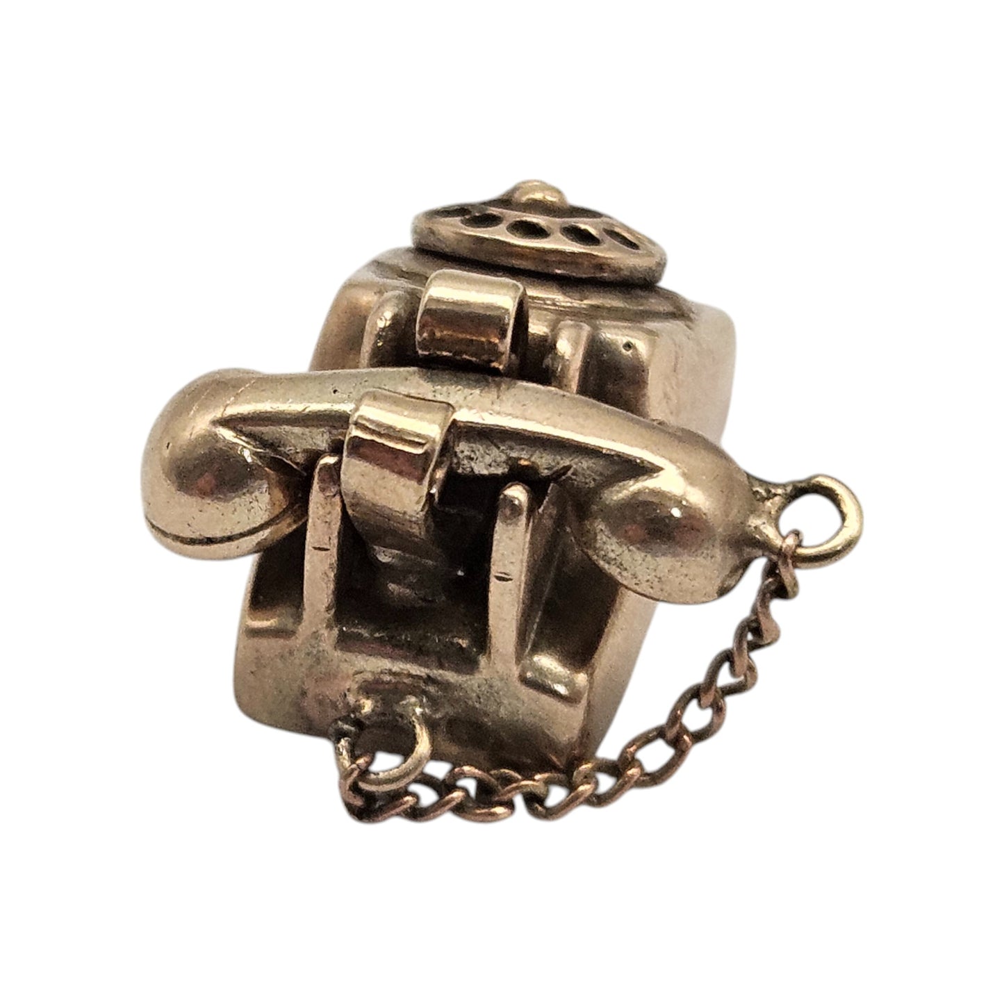 Unusual 9ct 375 Yellow Gold Telephone Charm 1966 L 1.7 cm 6.8 g.