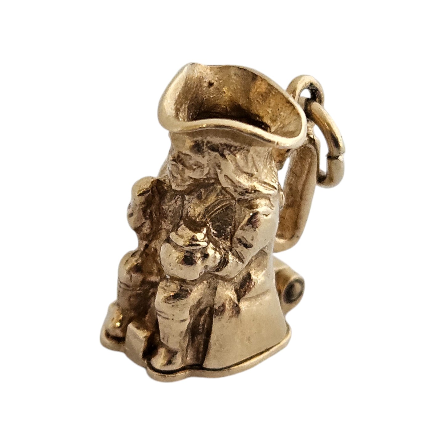 Unusual 9ct 375 Yellow Gold Toby Jug Opening Charm 1978 L 1.6 cm 4.8 g