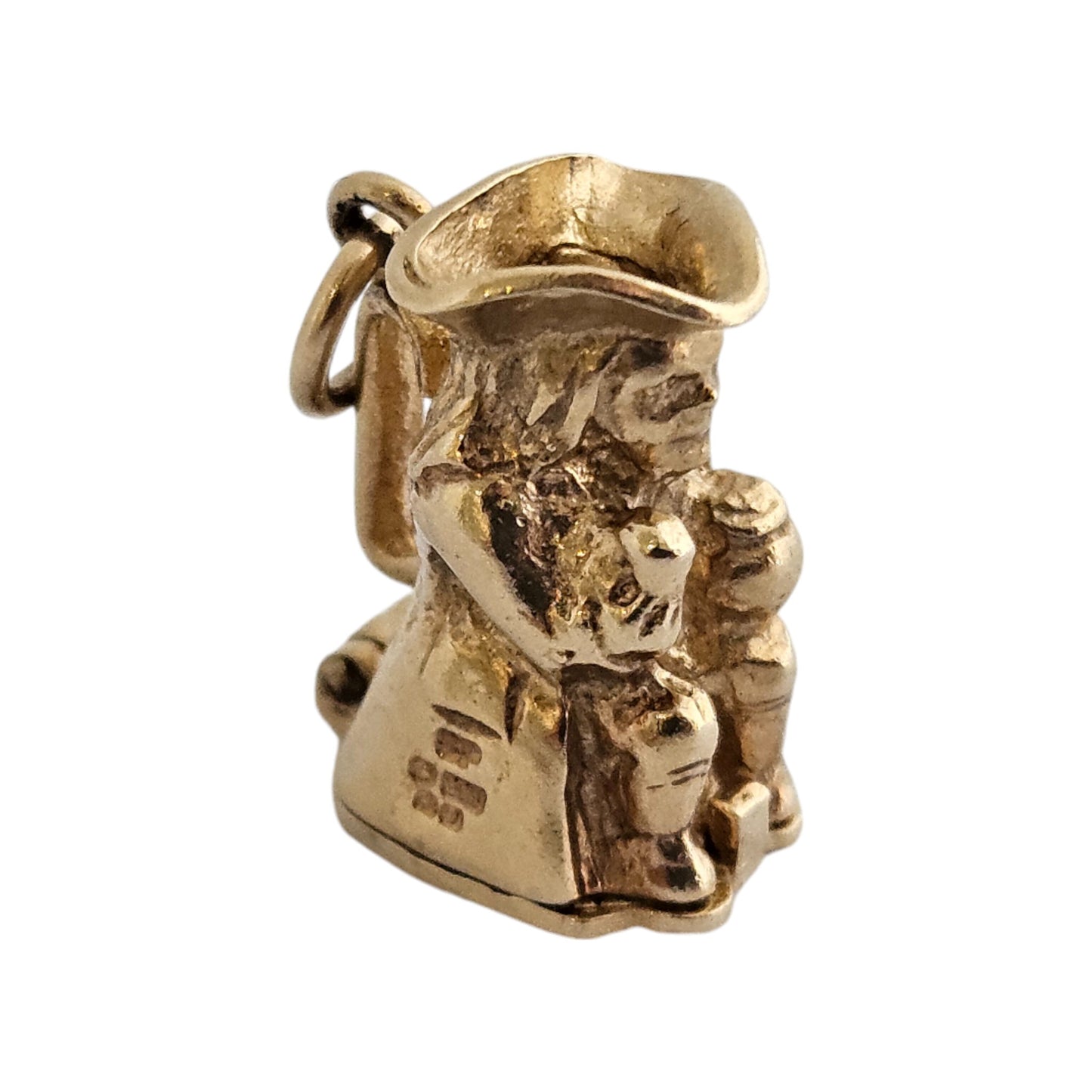 Unusual 9ct 375 Yellow Gold Toby Jug Opening Charm 1978 L 1.6 cm 4.8 g