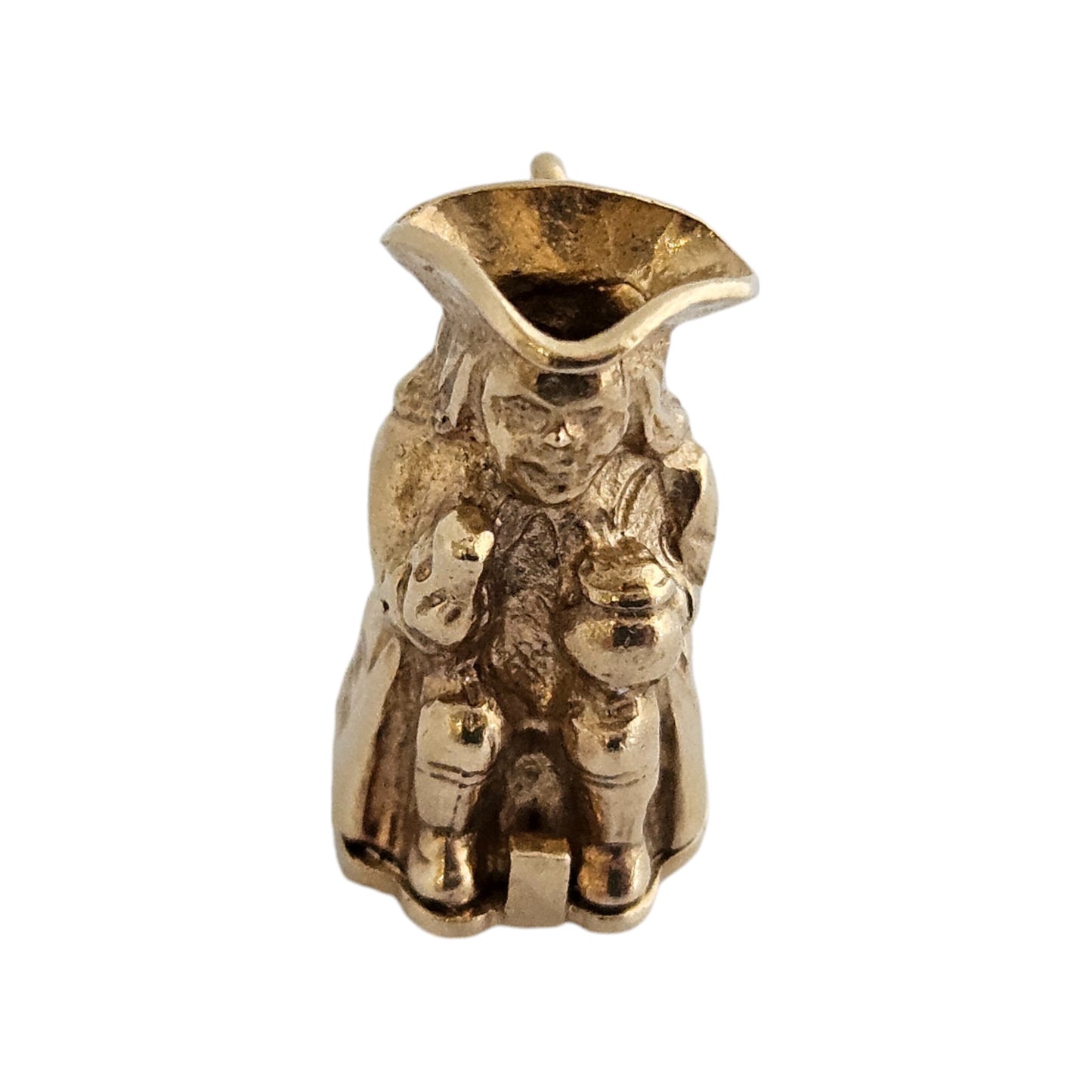 Unusual 9ct 375 Yellow Gold Toby Jug Opening Charm 1978 L 1.6 cm 4.8 g