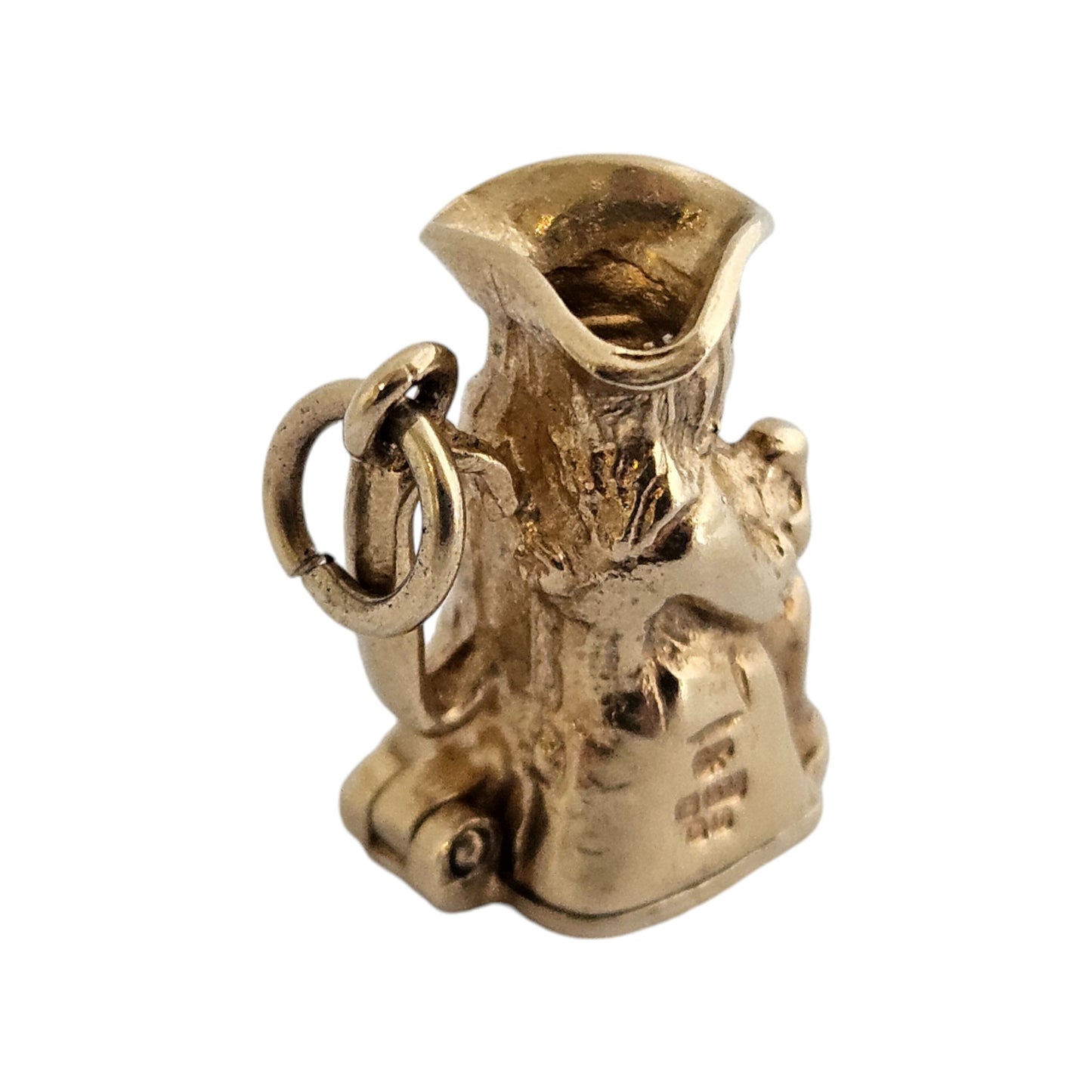 Unusual 9ct 375 Yellow Gold Toby Jug Opening Charm 1978 L 1.6 cm 4.8 g