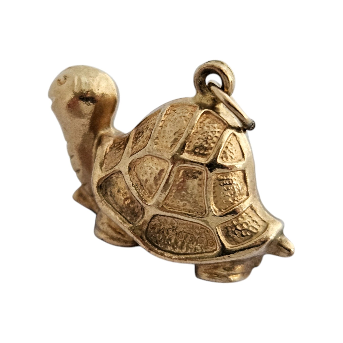 9ct 375 Yellow Gold Tortoise Charm 1978 L 2.1 cm 1.4 g.