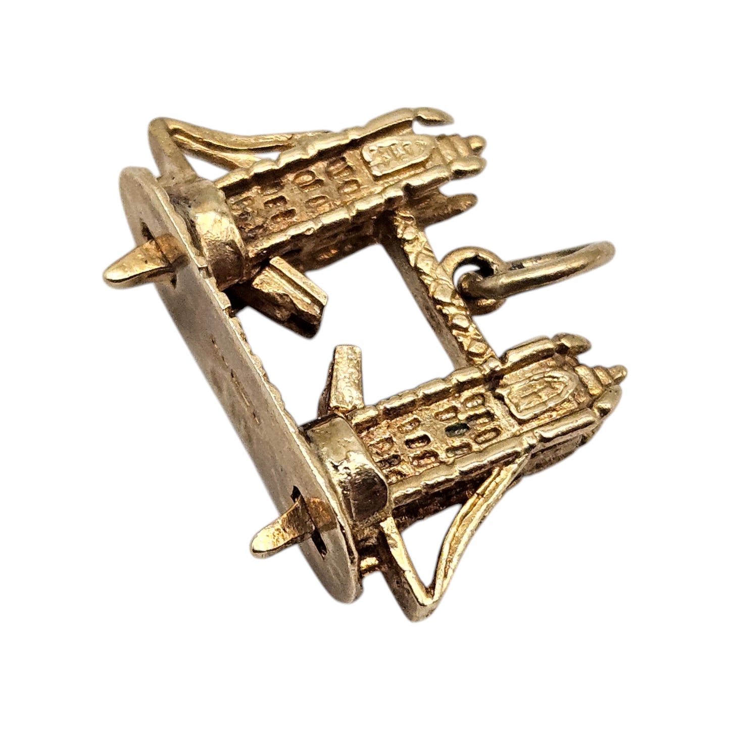 9ct 375 Yellow Gold Tower Bridge Articulated Charm 1972 L 2.0 cm 2.9 g.