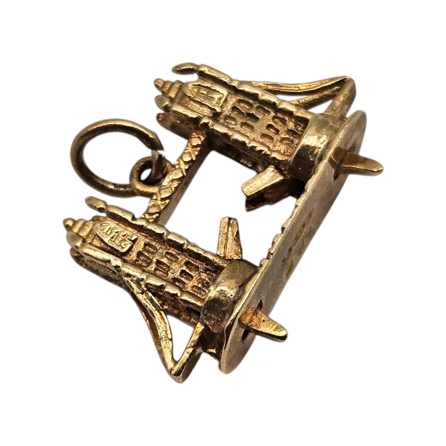 9ct 375 Yellow Gold Tower Bridge Articulated Charm 1972 L 2.0 cm 2.9 g.