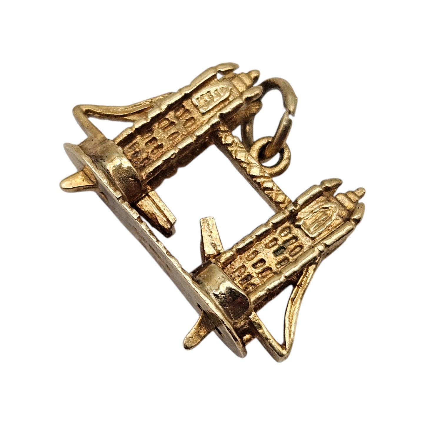 9ct 375 Yellow Gold Tower Bridge Articulated Charm 1972 L 2.0 cm 2.9 g.