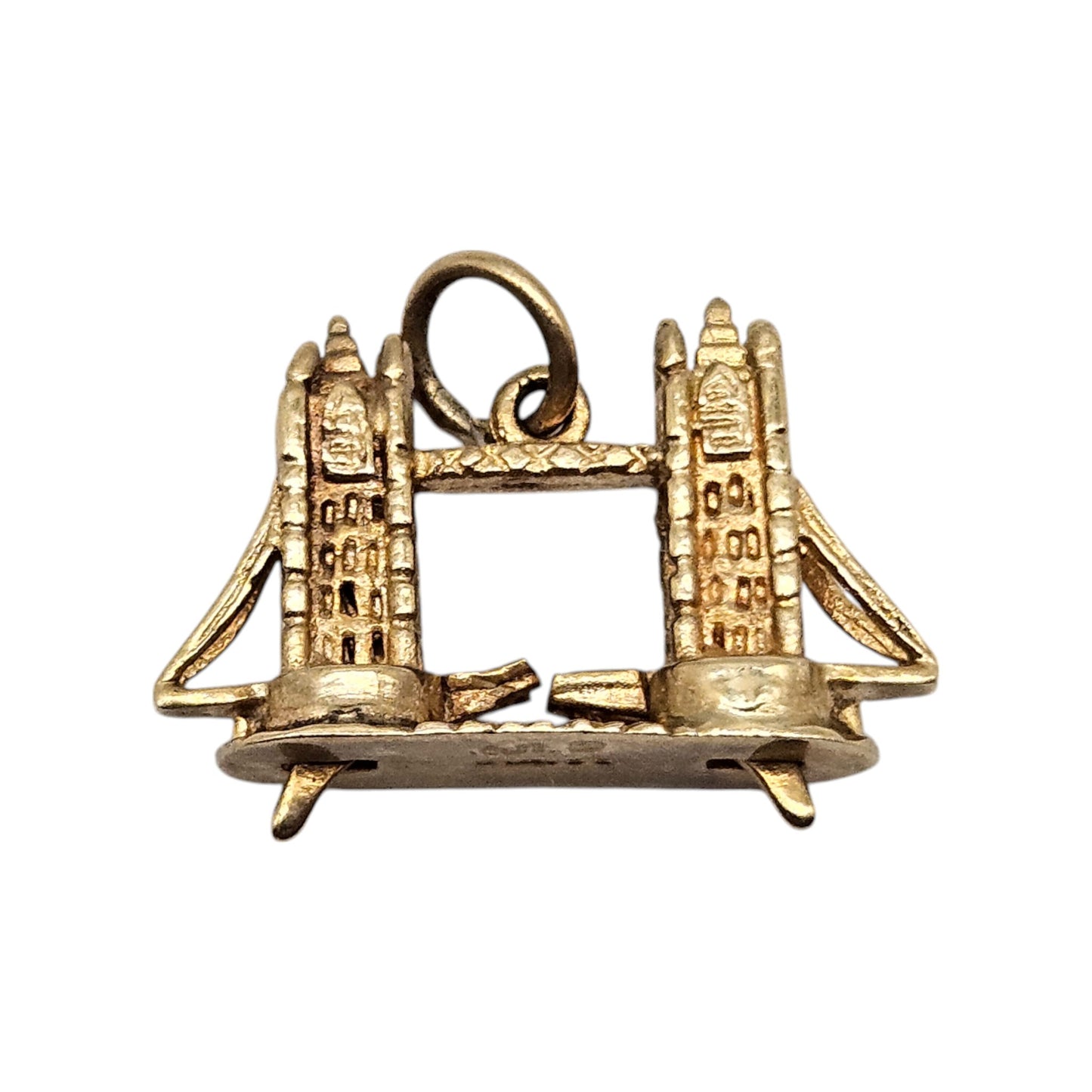 9ct 375 Yellow Gold Tower Bridge Articulated Charm 1972 L 2.0 cm 2.9 g.