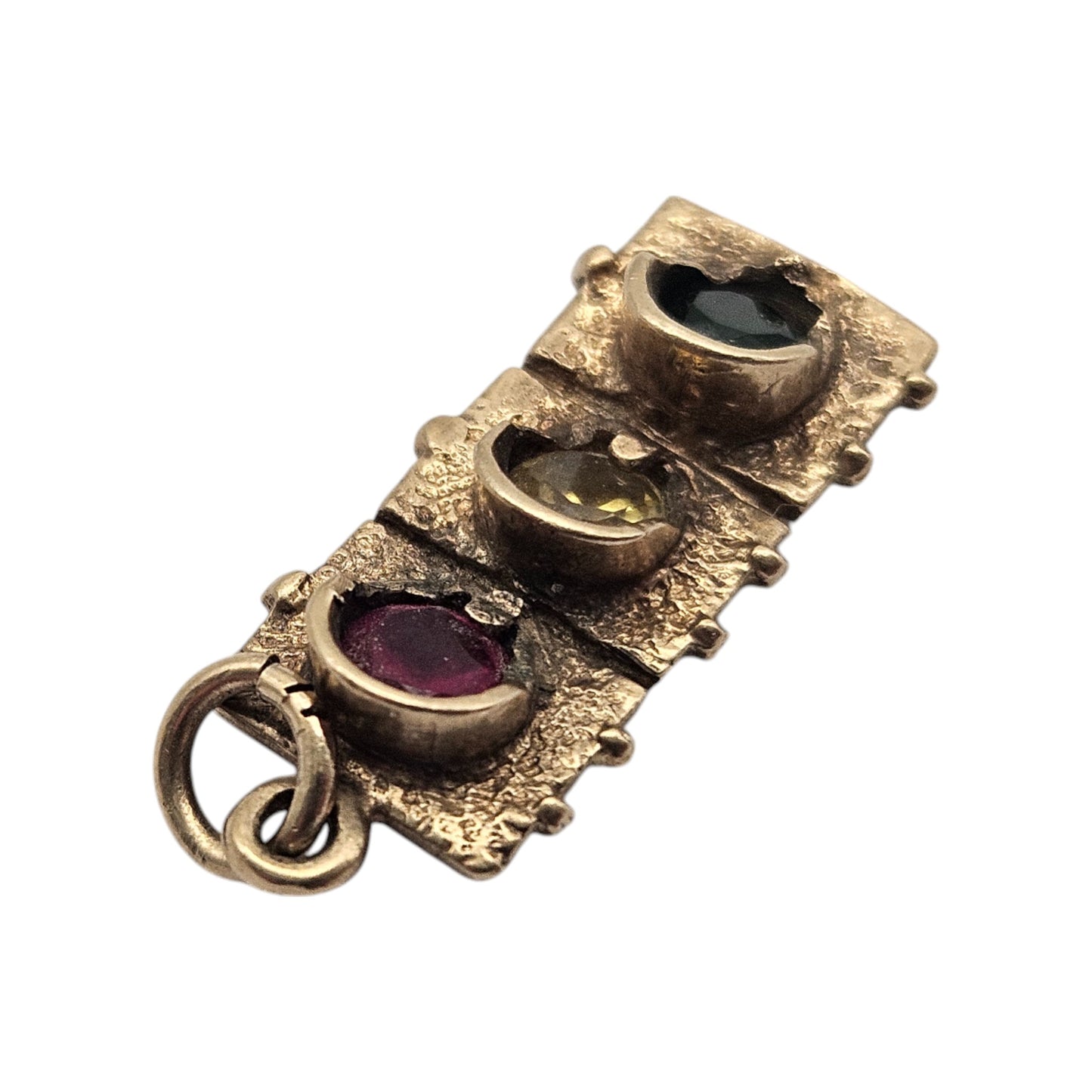 9ct 375 Yellow Gold Traffic Lights Charm 1975 L 1.8 cm 3.2 g.