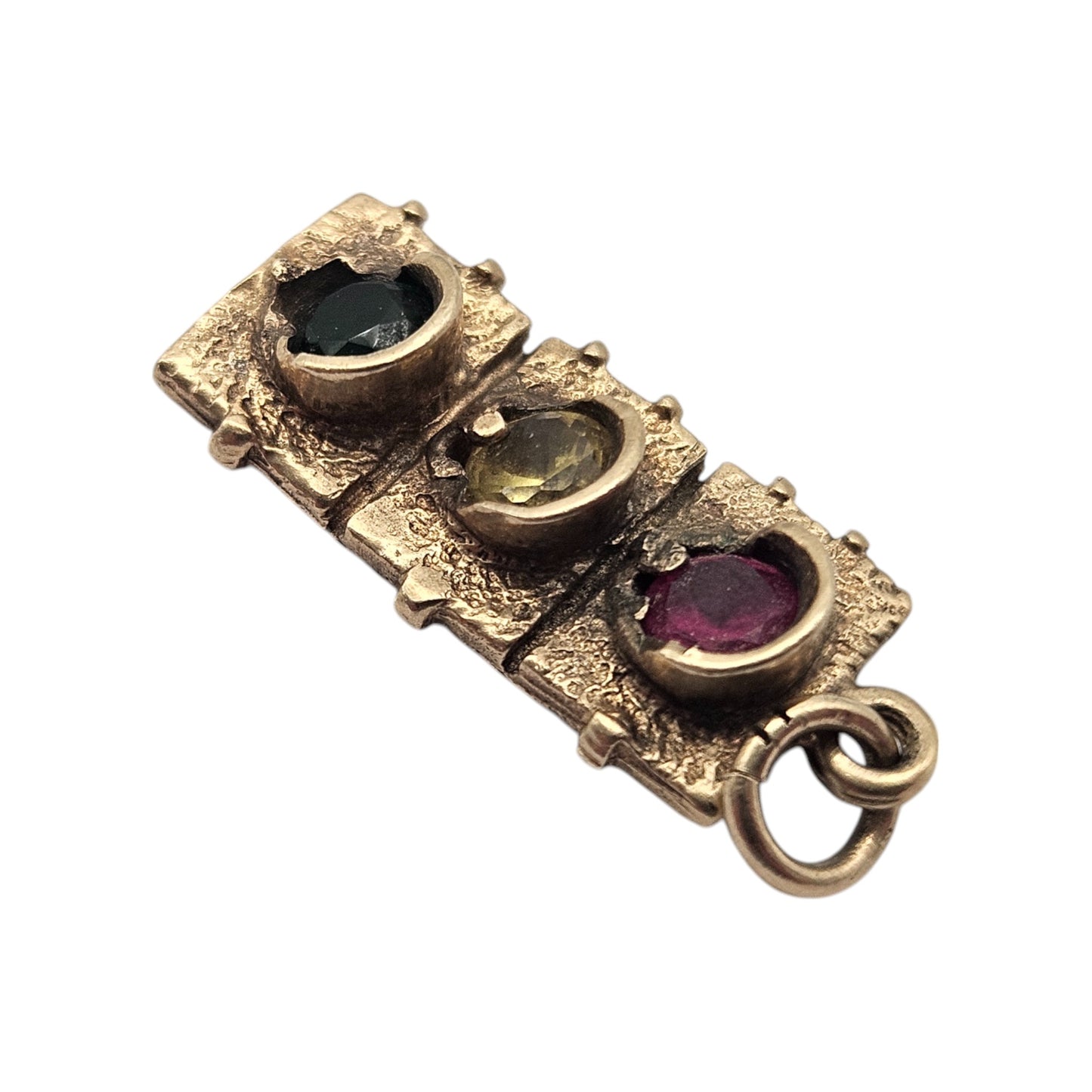 9ct 375 Yellow Gold Traffic Lights Charm 1975 L 1.8 cm 3.2 g.