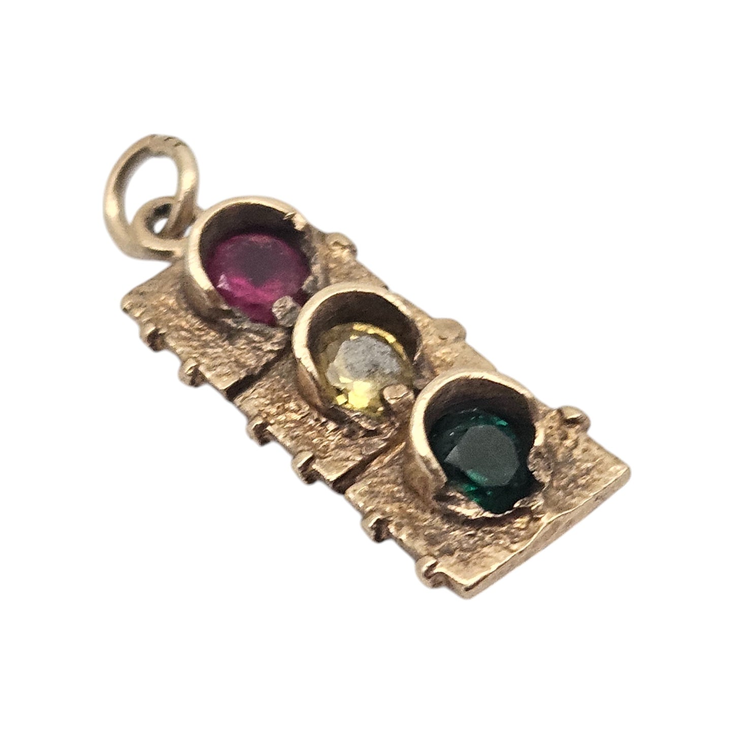 9ct 375 Yellow Gold Traffic Lights Charm 1975 L 1.8 cm 3.2 g.