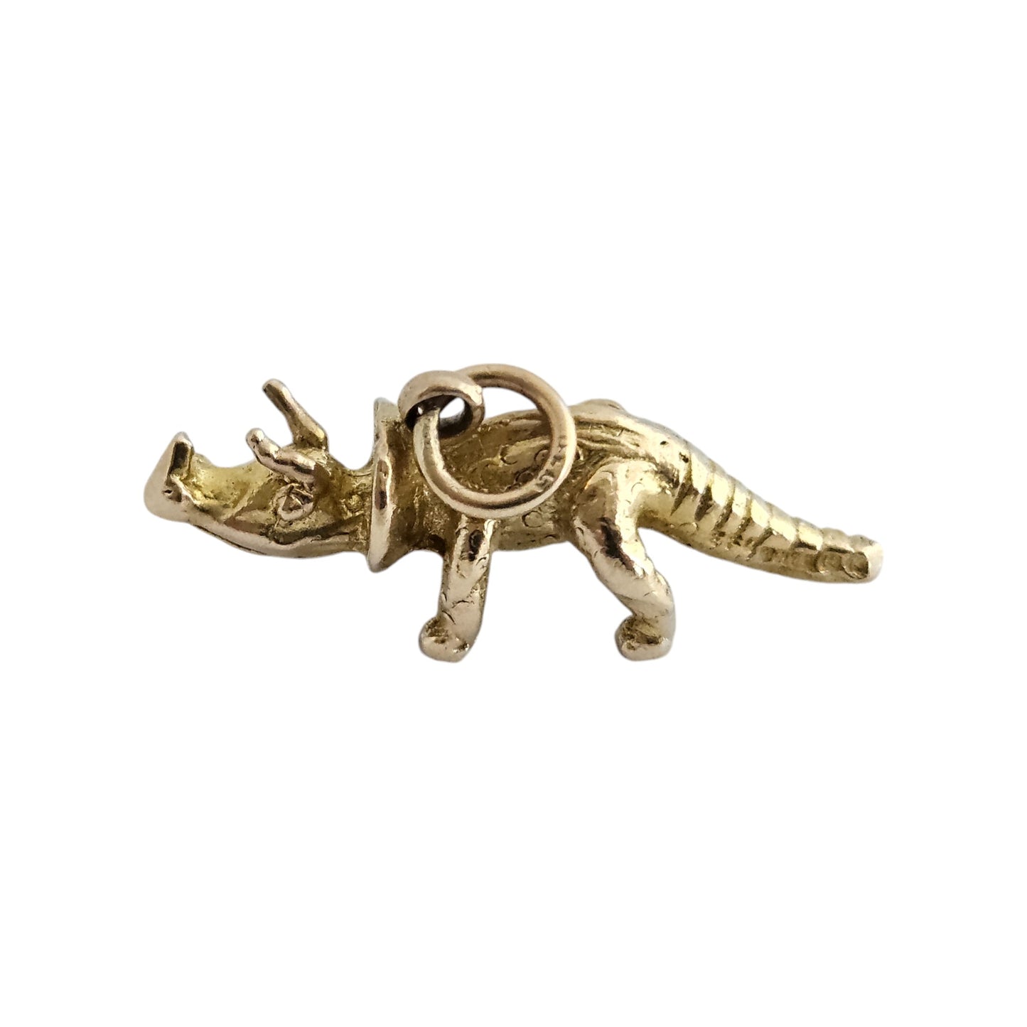 9ct 375 Yellow Gold Triceratops Dinosaur Charm 1959 L 2.5 cm 3.4 g