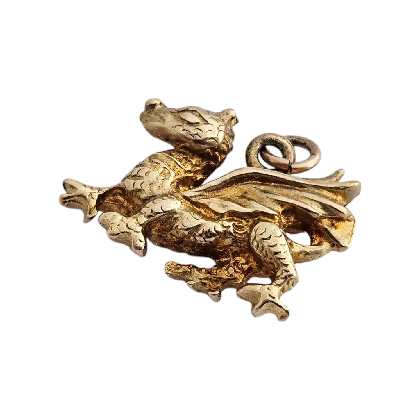 9ct 375 Yellow Gold Welsh Dragon Charm 1961 L 1.6 cm 2.6 g