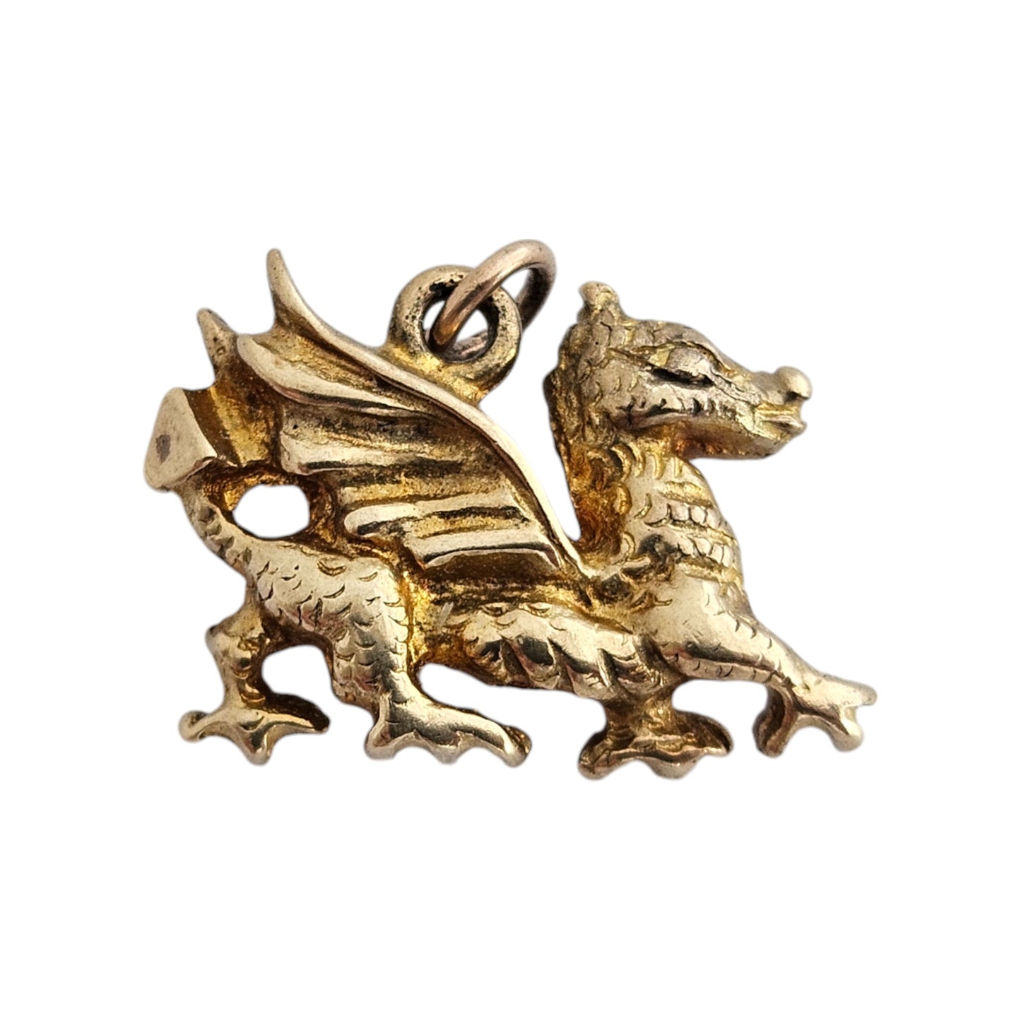 9ct 375 Yellow Gold Welsh Dragon Charm 1961 L 1.6 cm 2.6 g