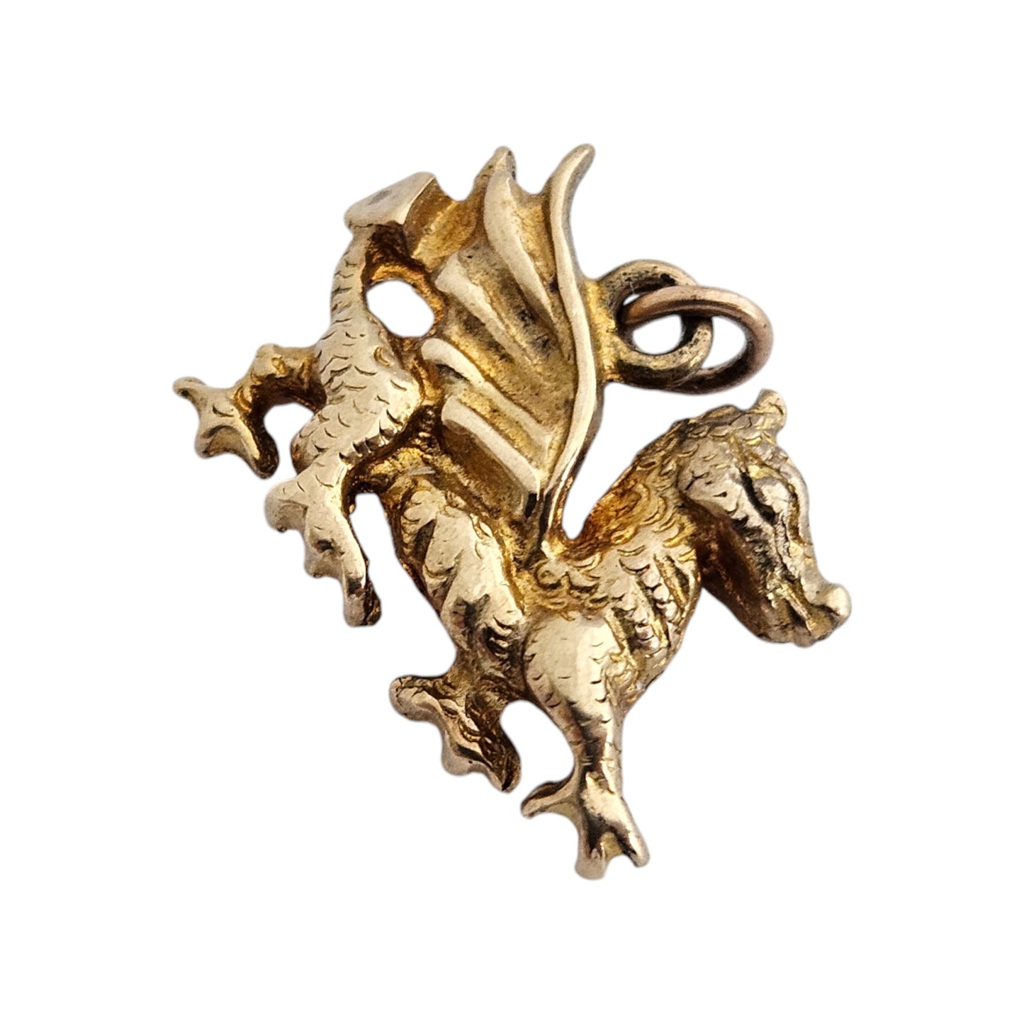9ct 375 Yellow Gold Welsh Dragon Charm 1961 L 1.6 cm 2.6 g