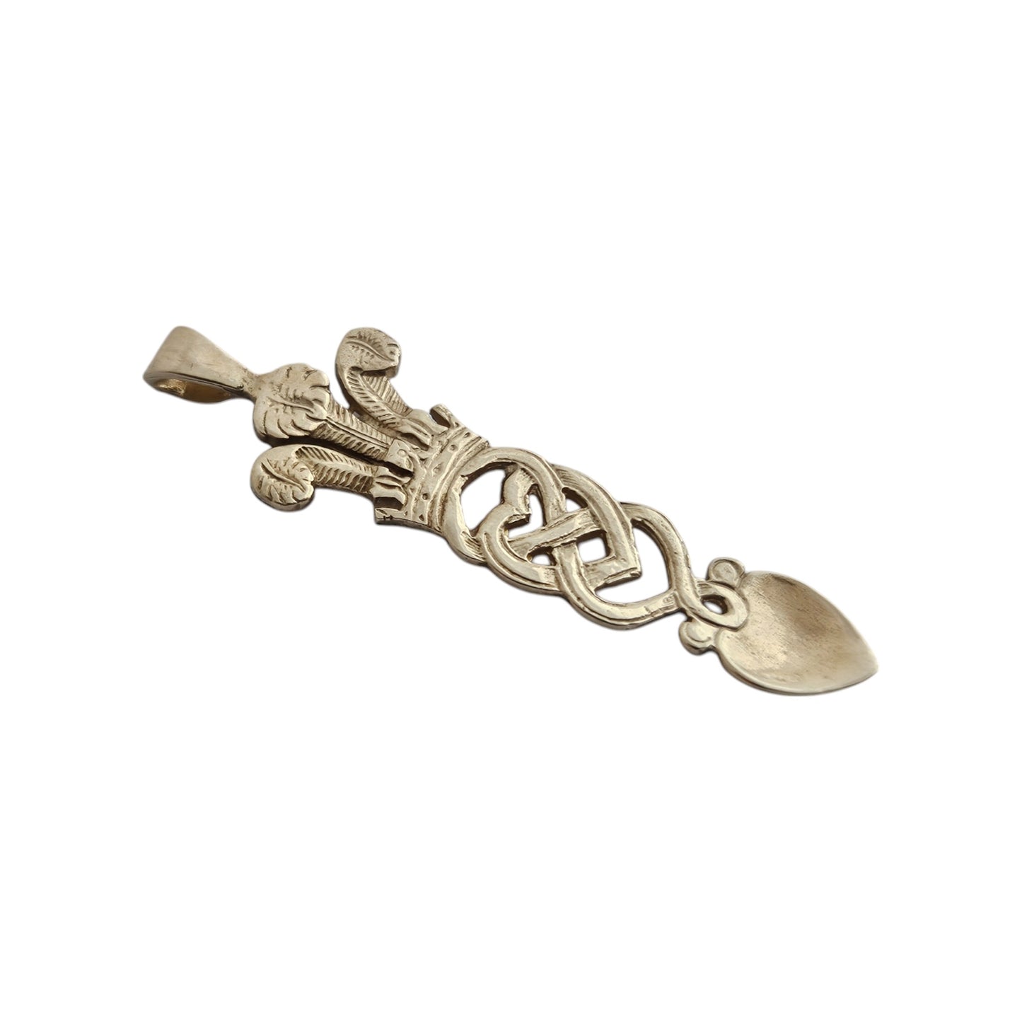 9ct 375 Yellow Gold Welsh Spoon Pendant 1993 L 3.5 cm 2.4 g.