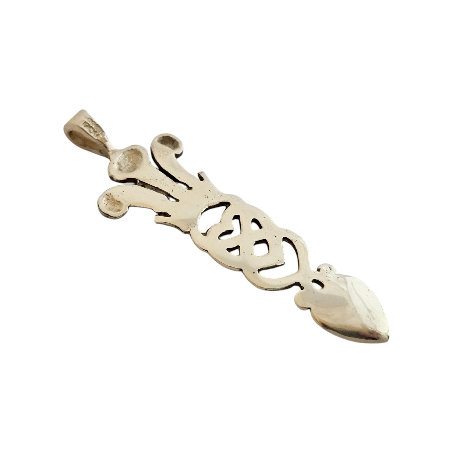 9ct 375 Yellow Gold Welsh Spoon Pendant 1993 L 3.5 cm 2.4 g.