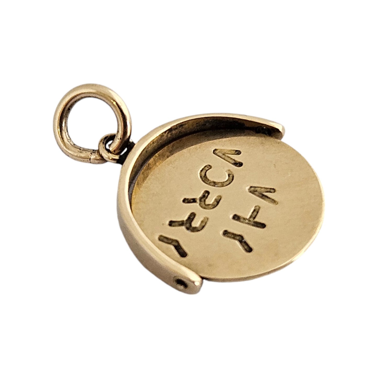 Rare 9ct 375 Yellow Gold "WHY WORRY" Spinning Charm c.1960's L 1.3 cm 1.1 g