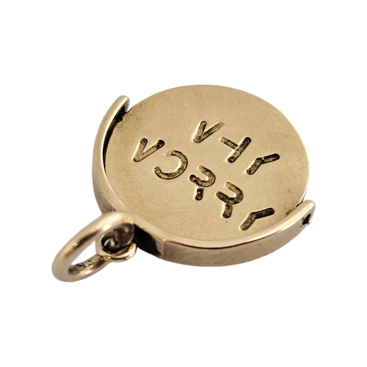 Rare 9ct 375 Yellow Gold "WHY WORRY" Spinning Charm c.1960's L 1.3 cm 1.1 g