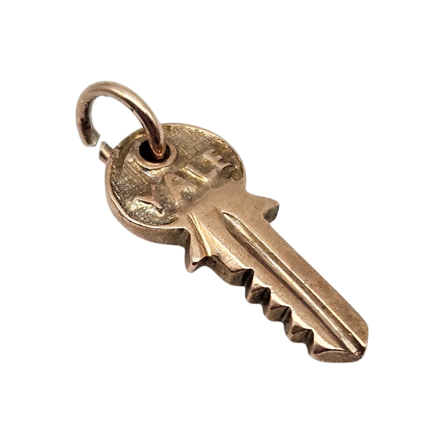 Antique 9ct Rose Gold Yale Key Charm c.1900 L 1.7 cm 1.4 g.