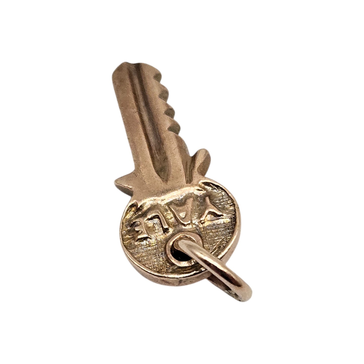Antique 9ct Rose Gold Yale Key Charm c.1900 L 1.7 cm 1.4 g.