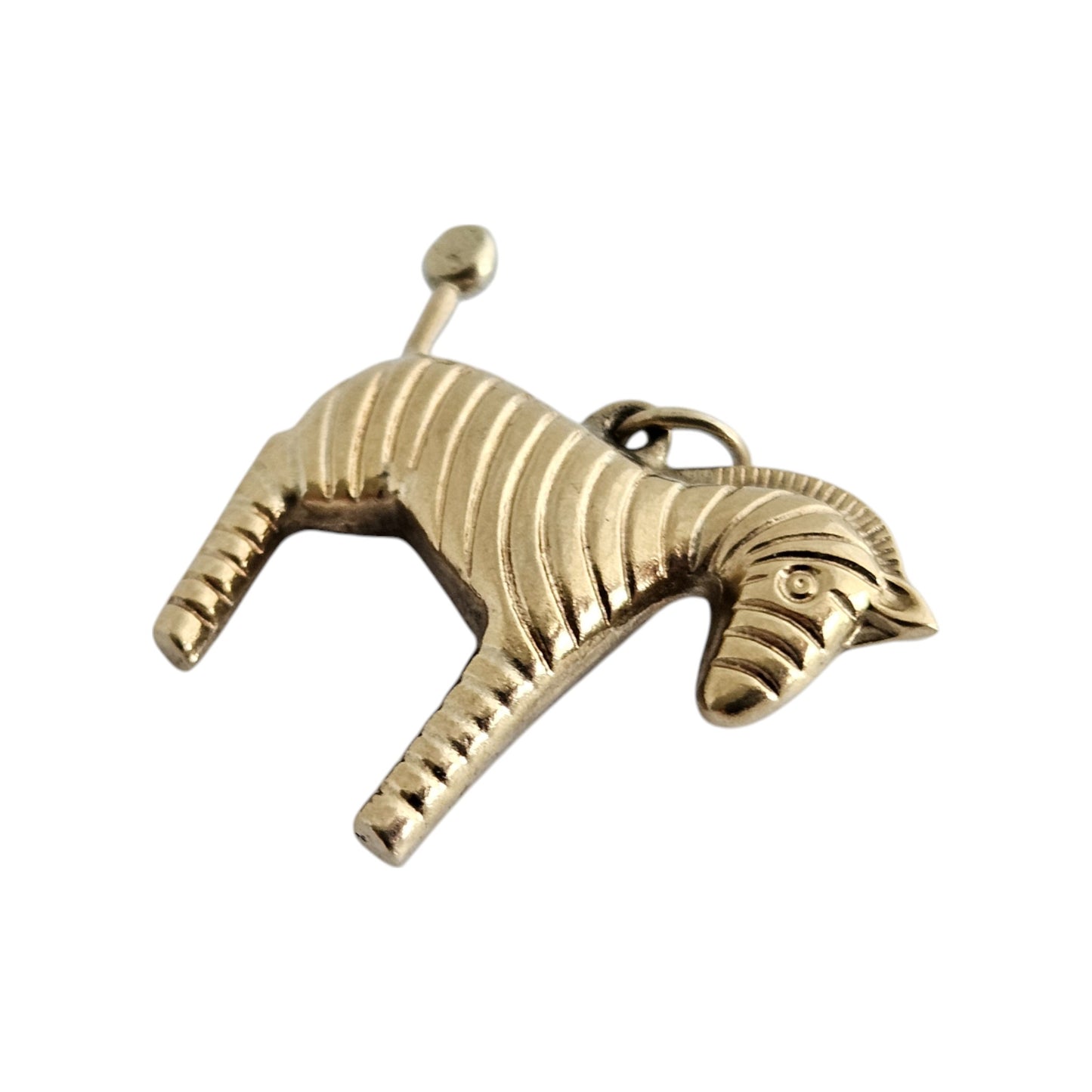 9ct 375 Yellow Gold Zebra Charm 1968 L 2.2 cm 1.6 g.