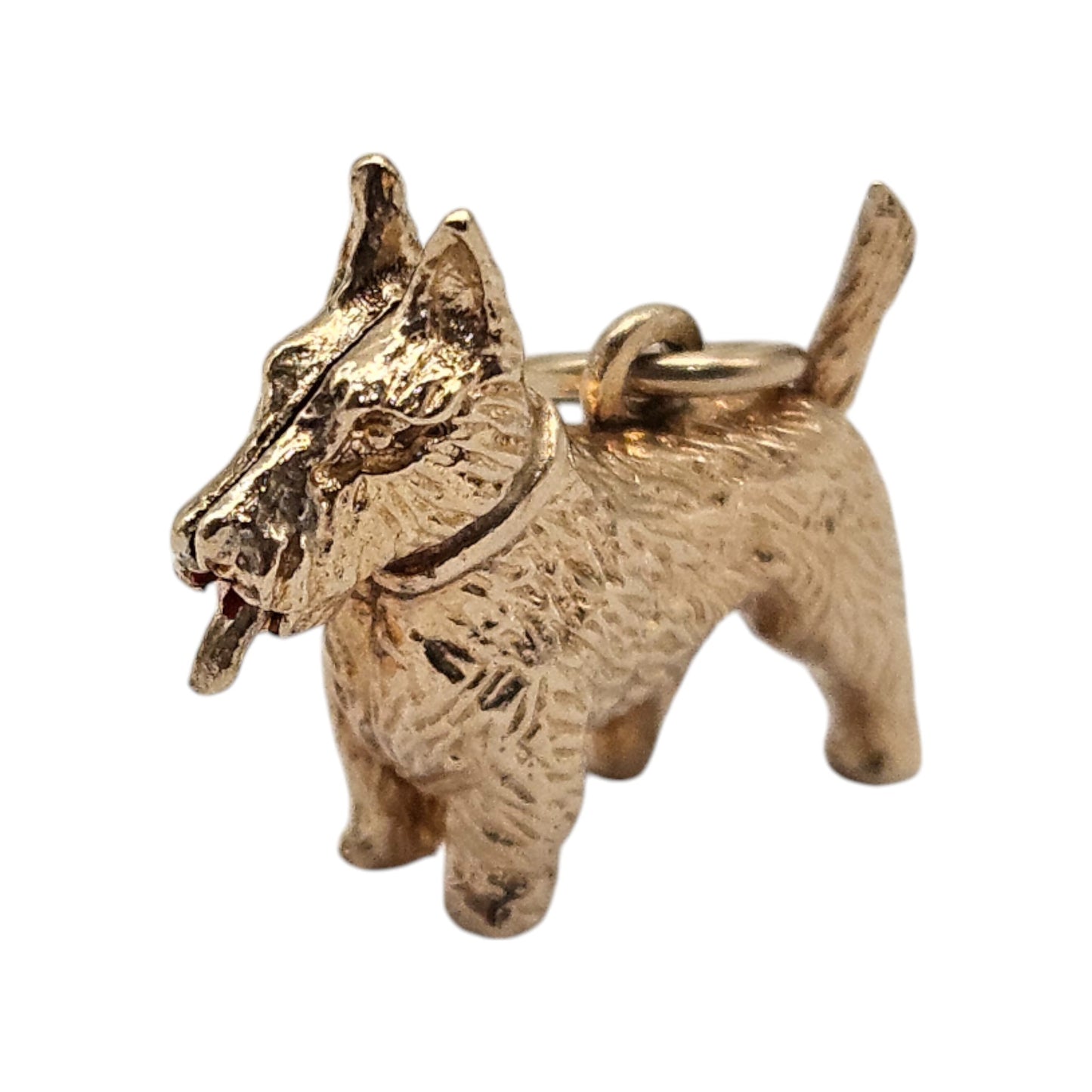 Unusual 9ct 375 Yellow Gold Scottie Dog Articulated Charm 1968 L 1.8 cm 3.1 g.