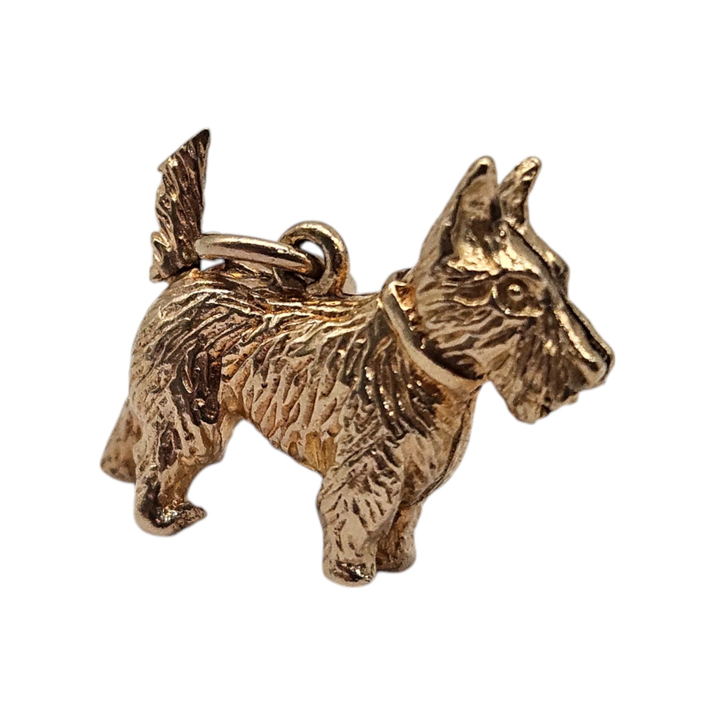 Unusual 9ct 375 Yellow Gold Scottie Dog Articulated Charm 1968 L 1.8 cm 3.1 g.