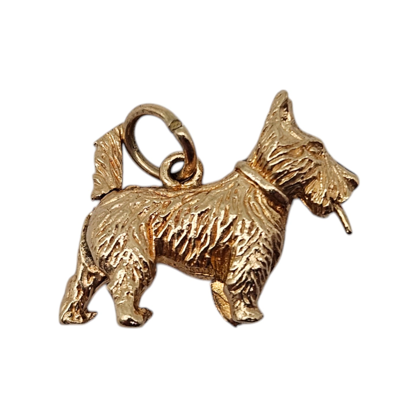 Unusual 9ct 375 Yellow Gold Scottie Dog Articulated Charm 1968 L 1.8 cm 3.1 g.
