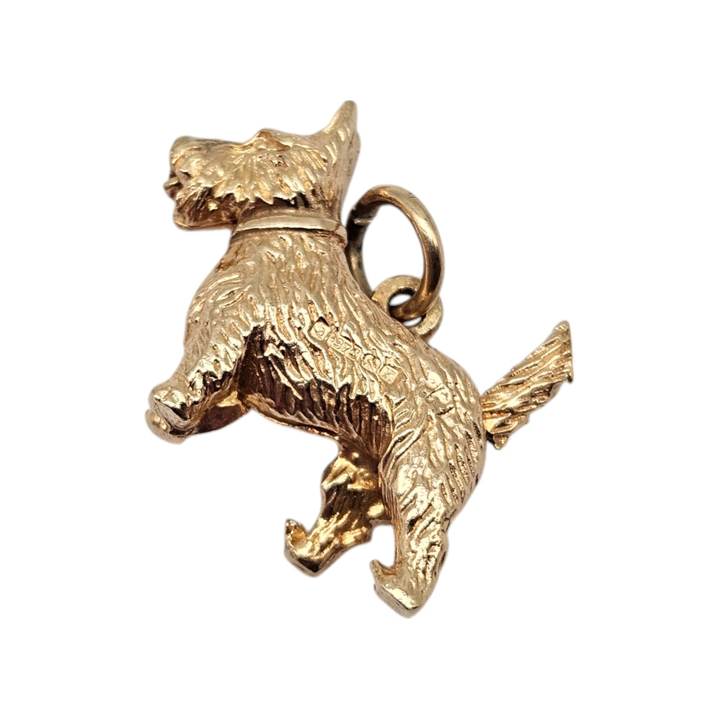 Unusual 9ct 375 Yellow Gold Scottie Dog Articulated Charm 1968 L 1.8 cm 3.1 g.