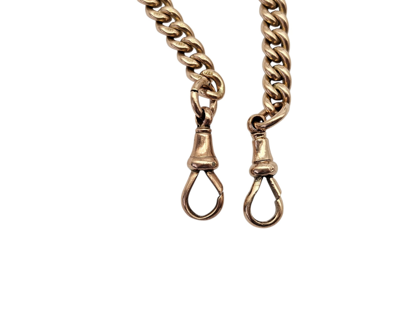 Heavy Edwardian 9ct 375 Rose Gold Double Albert Chain 1909 L 42.2 cm 61.5 g.