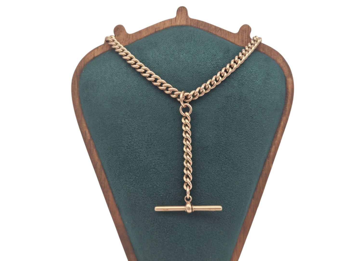 Heavy Edwardian 9ct 375 Rose Gold Double Albert Chain 1909 L 42.2 cm 61.5 g.