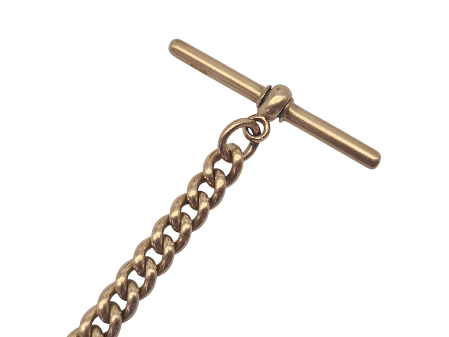 Heavy Edwardian 9ct 375 Rose Gold Double Albert Chain 1909 L 42.2 cm 61.5 g.